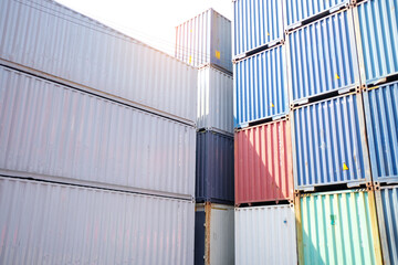Many containers in the warehouse.