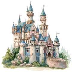 Fototapeta na wymiar watercolor of castle