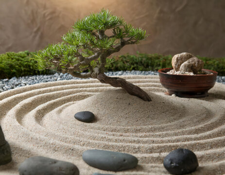 The process of knowing zen. Bansai tree.