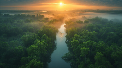 Arial of Peaceful River 