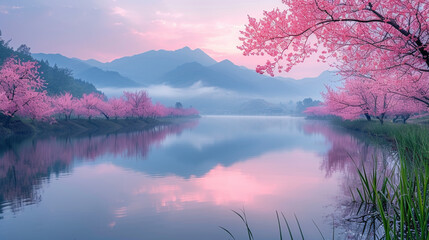Serene landscape twilight