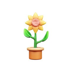 Sun flower 3d icon illustration or sunflower web icon 3d illustration