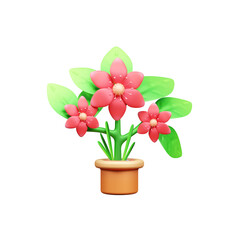 Obraz na płótnie Canvas Flower 3d icon illustration or Chrysanthemum Flower Pot 3D Icon illustration