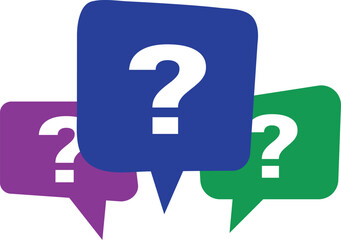 Message box with a question mark. Vector illustration of blue, purple and green colors with a white question mark.