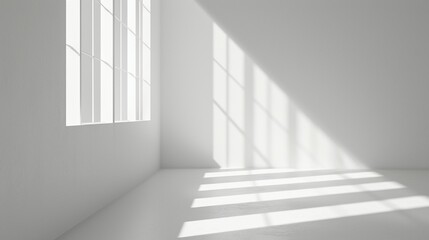 empty white room with window and light