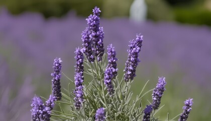 A field of purple flowers with a white post in the background