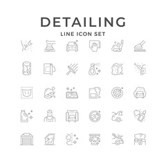 Set line icons of car detailing