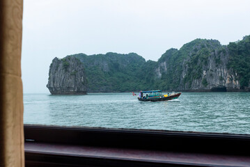 View of Ha Long Bay from boat window