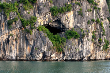 Lozenge shaped cave in Ha Long Bay