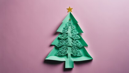 Naklejka na ściany i meble A green paper christmas tree