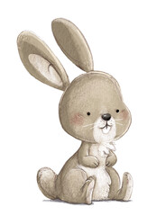 Illustration of sitting gray rabbit