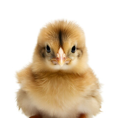 Obraz premium Tiny Yellow Chick Captured in Close-up Photo, Half-Length, Isolated on Transparent Background, PNG