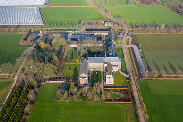 Aerial view of a monastery 