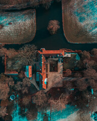 Aerial view of a castle