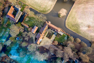 Aerial view of a castle