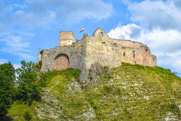 Fototapeta na wymiar Ruins of the Gothic castle in Czorsztyn, Poland.