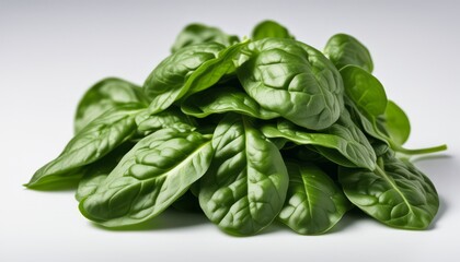 A pile of green spinach leaves