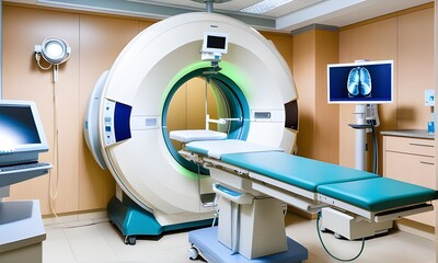 Medical equipment. MRI room in hospital