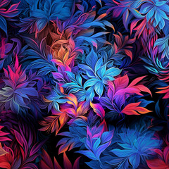Fototapeta na wymiar Seamless floral pattern with neon light color