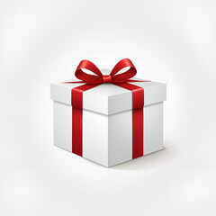 Obraz premium a Gift box with red ribbon, vector, simple shape, on a white background