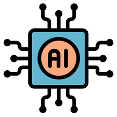 Ai Assistant Colored Outline Icon Design Vector