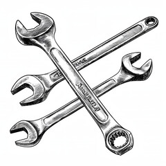 Wrenches isolated on white background, sketch, png
 - obrazy, fototapety, plakaty