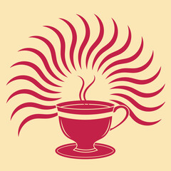 Coffee or tea cup morning sunny decorative logo symbol vector design