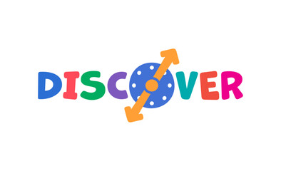 fluffy and colorful discover logo. Discover concept with compass. discover concept for business and education world