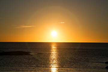 coastal scenery under the winter golden sunset.