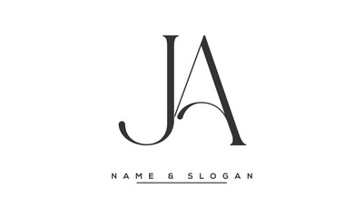 JA,  AJ,  J,  A  Abstract  Letters  Logo  Monogram - obrazy, fototapety, plakaty