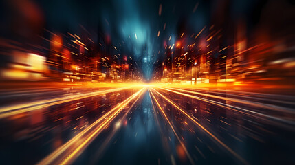 Obraz premium Glowing road speed lines, neon speed abstract background