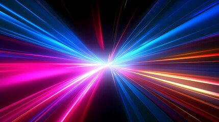 Glowing road speed lines, neon speed abstract background