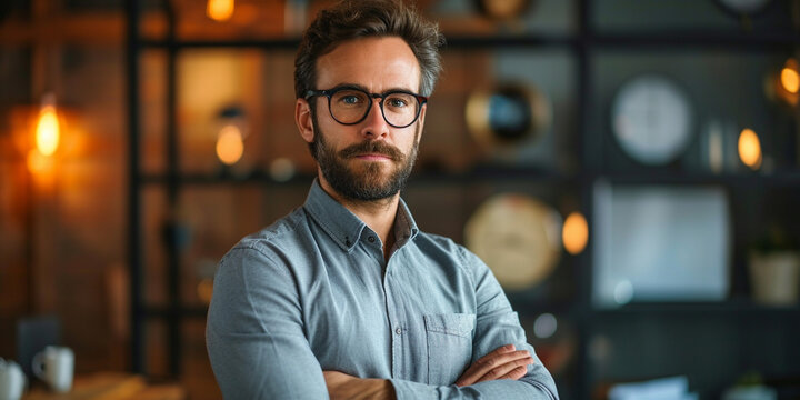 Entrepreneurial man looking ahead