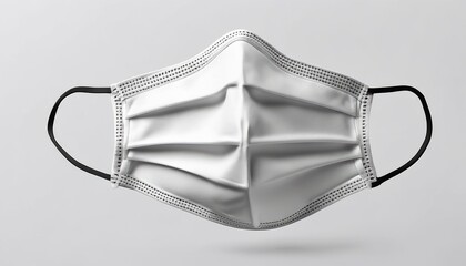 A white face mask with a black strap