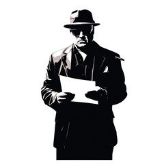 A Movie Producer With a Clipboard.. Isolated on a Transparent Background. Cutout PNG.