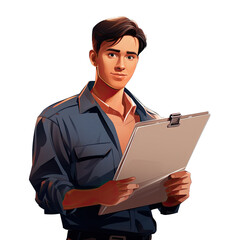 A Movie Producer With a Clipboard.. Isolated on a Transparent Background. Cutout PNG.