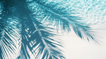 Fototapeta na wymiar Tropical Serenity: Palm Leaf Shadows on White Sand Beach