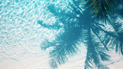 Tropical Serenity: Palm Leaf Shadows on White Sand Beach