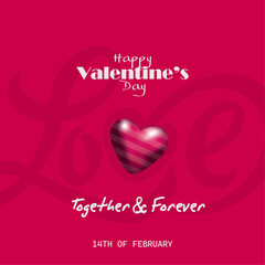 Vector valentine's day heart balloon vector design together and forever greeting card with heart balloon