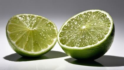 Two green limes cut in half