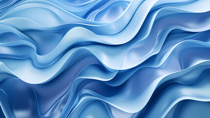 Abstract Silk Fabric Waves in Various Shades of Blue Background