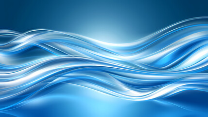 Fototapeta premium Abstract Blue Waves Flowing Gracefully Background Illustration
