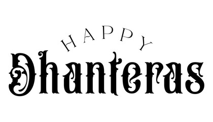 Happy Dhanteras lettering indian festival vector illustration.