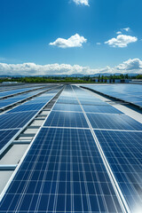 Aerial view of a massive solar farm, futuristic energy theme