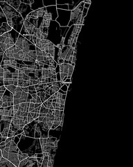 Chennai India Map, Detailed Dark Map of Chennai India