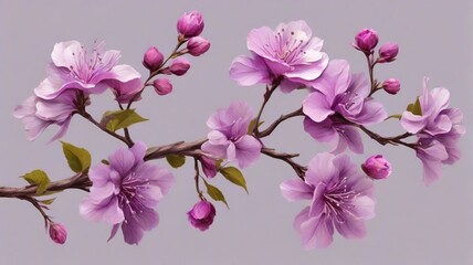 branch of purple magnolia with isolated