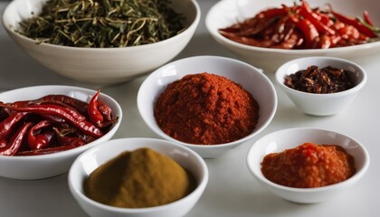 A variety of spices in bowls