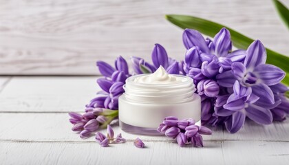 A jar of cream with a flower on top