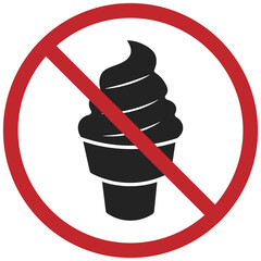 Isolated prohibition label design of do not bring ice cream, for indoor, store mall sign