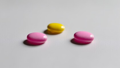 Three pills on a white background